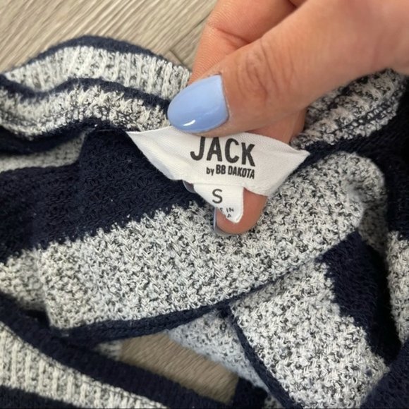 JACK BB DAKATO Striped Navy/Stone Gray Sweater S - Picture 7 of 9